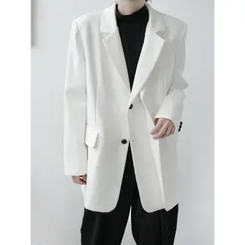 IEFB /vyriški drabužiai rudenį Naujų padalinta netikrą dviejų dalių juoda baltu kostiumu kailis Mados atsitiktinis palaidų asimetrinė laisvi švarkai 9Y4028