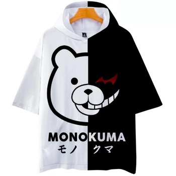 Anime Super Dangan Ronpa Danganronpa Mono kuma Monokuma Baltas Juodas Lokys 3D atspausdintas gobtuvu marškinėliai moterims, vyrams, Cosplay Kostiumas