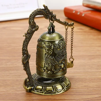 Žalvario, Vario, Išraižytas Statula Vario Dragon Bell Lydinio Raižyti Antikvariniai Kinijos Drakonas Bell Azijos Antikvariniai Daiktai, Meno Statula Laikrodžio Varpas Dekoras