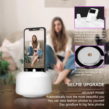 Selfie Auto Stebėjimo Smart Fotografavimo Turėtojas 360 laipsnių Sukimosi Telefono stovas Auto Face Selfie Stick už Telefoną, Tabletės Fotoaparato trikojo