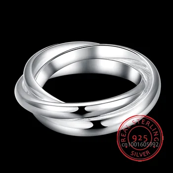Elegantiškas Bauda Naujas Gražus Mados 925 sterlingas sidabro juvelyriniai sidabro žiedas Trys Apskritimai anel de Prata bijoux DYDIS 5-10