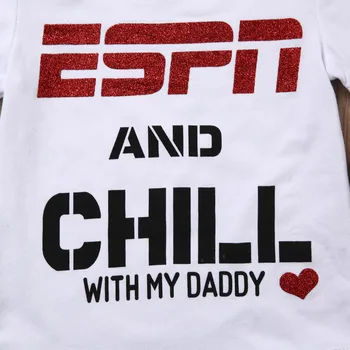 Kūdikių Mergaičių Rinkiniai ESPN Chill Mano Tėtis, Mama Bodysuit Kojinės Apranga Lankelis
