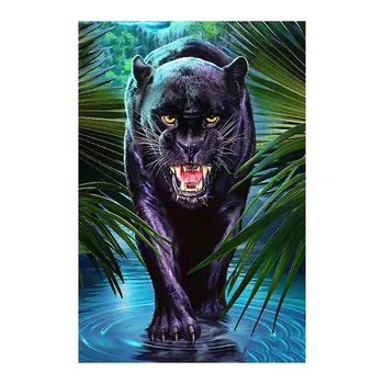 Black Panther Džiunglių Gyvūnų Diamond Tapybos Turo Visiškai Gręžimo Nouveaute 