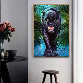 Black Panther Džiunglių Gyvūnų Diamond Tapybos Turo Visiškai Gręžimo Nouveaute 