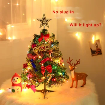Naujausias 50cm Dirbtinės Kalėdų Eglutės Kalėdų Šalis Stalo Dekoravimui Mini Kalėdos Medis su pakabinimo Pakabučiai Festivalis Namų Puošyba