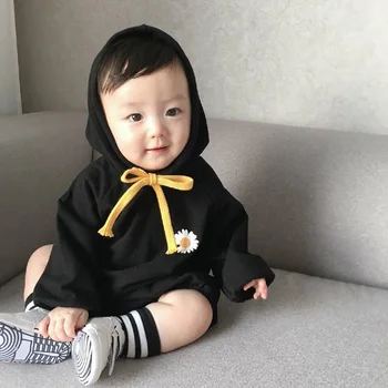Korėjos Stiliaus Kūdikių Drabužiai Mielas Mažai Saulučių Kūdikių Bodysuit Atsitiktinis Gobtuvu Kūdikiui Mergaitės Berniukai Apranga QZ034