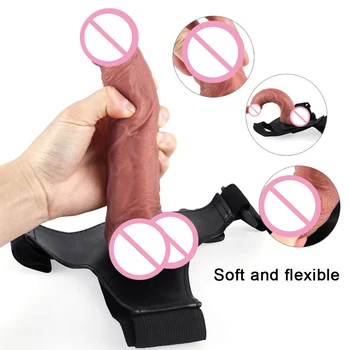 Tikroviškas Penis Dirželis Ant Dildo Kelnės Lesbiečių Kelnaitės Silikono dvisluoksnį Vibratorių Penis Sekso Žaislai, Masturbacija Sekso parduotuvė