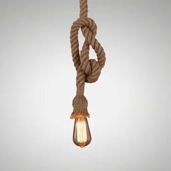 Derliaus kanapių virvė pakabukas šviesos Retro loft pramonės kabo lempa 