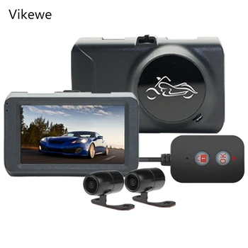 Vikewe Full HD 1080P Motociklo DVR Kamera 3.0 Colių Priekyje Galinio vaizdo Dvigubo Objektyvo Vaizdo įrašymo Motociklą Naktinio Matymo Dashcam