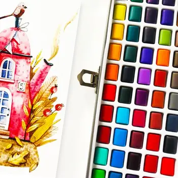 50 Spalvų Kieto Akvarelės Dažų Pigmentas Nustatyti Nešiojamų Pradedantiesiems Piešimo Meno Y51A