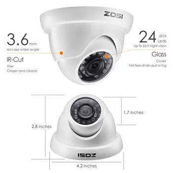 ZOSI 4pcs/daug 5MP Super HD Lauko/Patalpų Apsaugos Kameros,65ft infraraudonųjų SPINDULIŲ Naktinio Matymo,Apsauganti Priežiūra, VAIZDO stebėjimo Padaryta Fotoaparatas