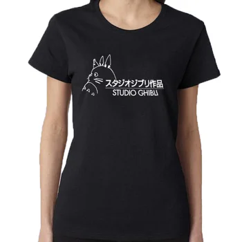 Animacinių filmų marškinėliai Studio Ghibli Marškinėlius Moterims Topai Japonijos Harajuku Mielas Grafinis Tee marškinėliai Topai Juoda Balta Dydis S-XXL Tees