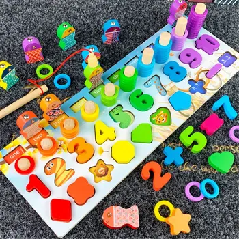 Montessori Ugdymo Mediniai Žaislai Vaikams Valdybos Matematikos Žvejybos Vaikų Mediniai Ikimokyklinio Montessori Žaislas Skaičiavimas Geometrija