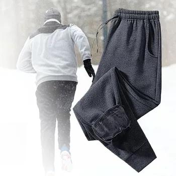 Vyriški Žieminiai Šiltas Bėgiojimo Kelnės Fleece Vyrų 5XL Didelio Dydžio Kelnės Mados Atsitiktinis Tirštėti Sweatpants Vyrų Raišteliu Sportwear