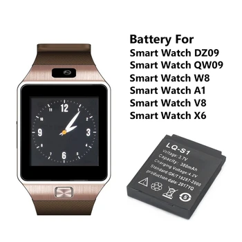 1-10vnt LQ-S1 380mAh SmartWatch Li-jonų polimerų baterija DZ09 Smart Watch Baterija QW09 W8 A1 V8 X6 SmartWatch