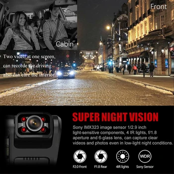 360° GPS WIFI diktofonas 4K 2160P dvigubo objektyvo automatinė DVR Novatek 96663 Sony IMX323 infraraudonųjų spindulių HD naktinio matymo 