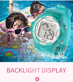 Studentų Plaukimo žiūrėti Vaikams Skaitmeninio Sporto Elektroninis Laikrodis atsparus Vandeniui 50M Mygtuką Darbo Spalvinga Povandeninio Vaikams Žiūrėti 603