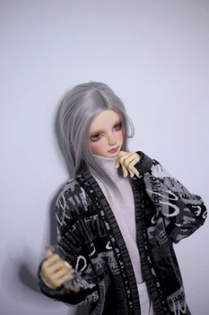 BJD doll drabužius 1/3 1/4 1/6 MSD Dėdė dydžio juodos ir pilkos modelis suapvalinti hem gpgb cardigan lėlės priedai