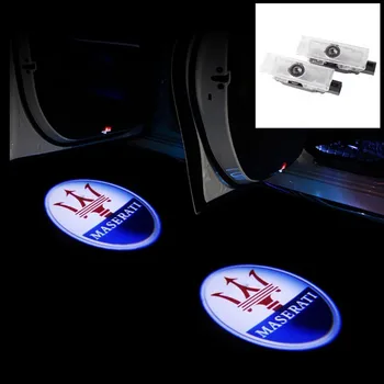 2vnt Skirti MASERATI Quattroporte Ghibli LED 3D Automobilių Sveiki Durų Logotipas Šviesos Projektorius, Lazerinė Vaiduoklis Šešėlis Lempos