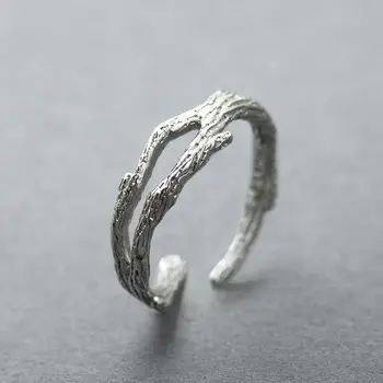 Naujas s sidabro originalaus dizaino sniego vyšnių žiedų pora atidarymo reguliuojamas žiedo ledinis vėjas korėjos banga papuošalai