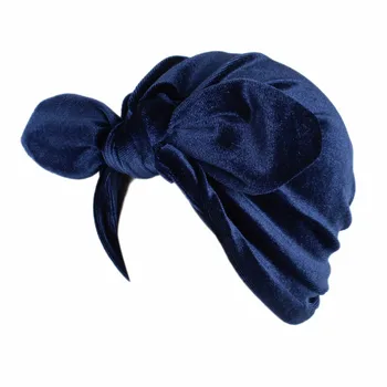 Karšto Naujas Moterų Kepuraitė Skrybėlės Žiemos Aksomo Triušio Ausies Turbaną Skrybėlės Moterims Minkštas Aksominis Indija Cap Plaukų Aksesuaras Bandana Hairband