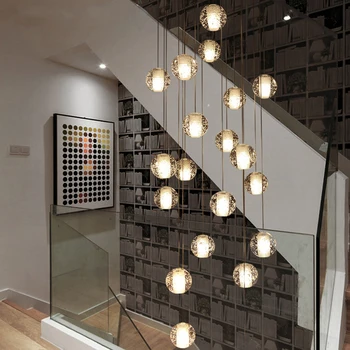 Šiuolaikinės Krištolo Rutulį LED Sieniniai šviestuvai Šviestuvai Kelis Laiptų Lempos, Baro Kabo Lempa Hotel Villa Duplex Butas