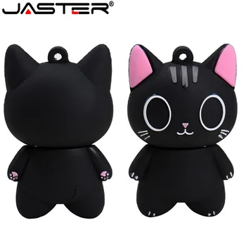 JASTER shan touUSB 2.0 didmeninė juoda katė, animacinių filmų, animacinių filmų U diskas 4GB 8GB 16GB 32GB 64GB USB 2.0 high speed flash drive