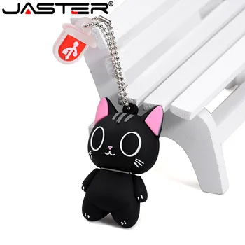 JASTER shan touUSB 2.0 didmeninė juoda katė, animacinių filmų, animacinių filmų U diskas 4GB 8GB 16GB 32GB 64GB USB 2.0 high speed flash drive