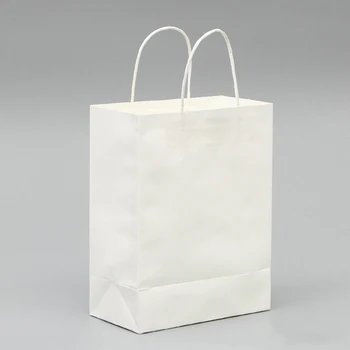 40PCS Elegantiškas Balto Popieriaus dovanų maišelis Mažas dydis Kraft dovanų maišeliai su rankena Puikios Kokybės 18x15x8cm Didmeninės