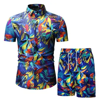 26color Vyrų Havajai Atsitiktinis Mados 2 VNT Prakaitas Kostiumas trumpomis Rankovėmis marškinėliai+Šortai Rinkiniai Vyrų Tracksuit Vasaros atostogų Sportsuit