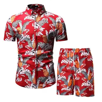 26color Vyrų Havajai Atsitiktinis Mados 2 VNT Prakaitas Kostiumas trumpomis Rankovėmis marškinėliai+Šortai Rinkiniai Vyrų Tracksuit Vasaros atostogų Sportsuit