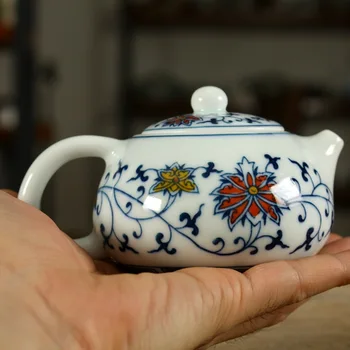 Kūrybos mielas mažas arbatinukas 150ML keramikos arbatinukas rankomis dažyti mėlyna ir balta porceliano arbatinukas kung fu arbatos rinkinys
