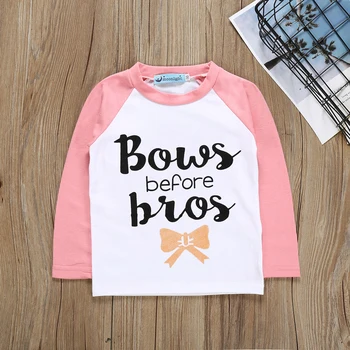 Vaikams, Kūdikių Marškinėliai ilgomis Rankovėmis Raidė T-shirt Drabužių Mados Lankai Prieš Bros Bamblys T Marškinėliai Topai Vaikų Kostiumų Komplektai