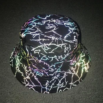 NAUJAS Spalvingas atspindintis žvejo skrybėlę vyrų kibiro kepurę naktį atspindi šviesą moterys, punk rock, hip-hop saulės skrybėlės SL-07