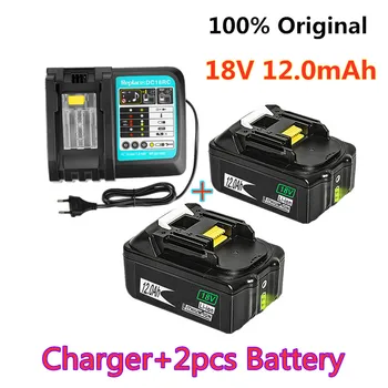 18V 12.0 Ah Įkraunamas Battery12000mAh Li-Ion Baterijos Pakeitimas Galios Įrankis, Akumuliatorius MAKITA BL1880 BL1860 BL1830+3A Įkroviklis