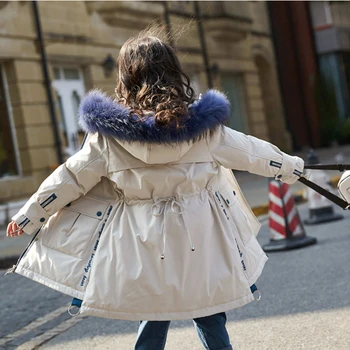 Mados 2020 Parko mergaičių Švarkai Žiemos kostiumas mergaitėms Ilgai žemyn striukės vaikams snowsuit parko filė žiemos paauglys