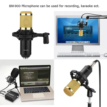 BM 900 Kondensatoriaus Mikrofonas specialistas su Shock Mount Mic Transliavimo Dainavimo Įrašymo KTV Karaoke Laidinis Mikrofonas Kompiuteris