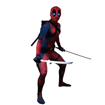 2018 Deadpool Kostiumas Suaugęs Žmogus Lycra Spandex Zentai Bodysuit Helovyno Cosplay Kostiumas Diržo Apdangalai, Kaukė, Kardas dėklas