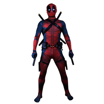 2018 Deadpool Kostiumas Suaugęs Žmogus Lycra Spandex Zentai Bodysuit Helovyno Cosplay Kostiumas Diržo Apdangalai, Kaukė, Kardas dėklas