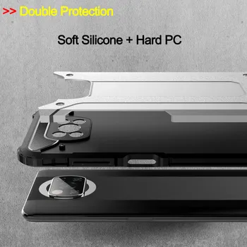 5-in-1 Telefonas Atvejų + Stiklas Poco X3 NFC Atveju, Poco X 3 NFC Mi Pocophone X3 NFC atsparus smūgiams Silikoninis Dangtelis Xiaomi Poco X3 Atveju