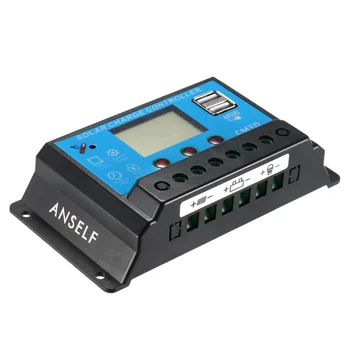 Anself 10A 12,6 V LCD Saulės Įkrovimo Valdiklis PWM Įkrovimo Reguliatorius Saulės Skydelio Ličio Baterija Lempos Apsauga nuo Perkrovos