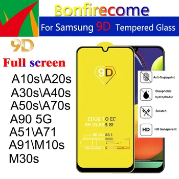 100vnt\Daug 9D Visą Lenktas Grūdintas Stiklas Samsung Galaxy A10S A20S A30S A40S A50S A70S A51 A71 A91 M30S Screen Protector