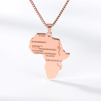 Nerūdijančio Plieno Afrikos Žemėlapis Karoliai Geometrinis Pakabukas Moterų Karoliai Užsakymą Bet Kokias Valstybės Formos Pareiškimą Papuošalai Dovana