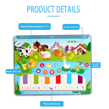 Naujos 7 Rūšių Kūdikių Muzikos Ir Šviesos Paino Klaviatūros Žaislai Švietimo Dainos Vaikams Žaisti Įdomus Ūkio, Mokymosi Mygtukai Gyvūnų Balso Žaislas
