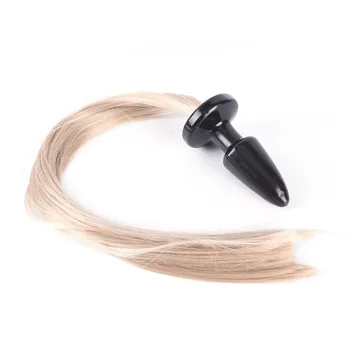 Naujas Sekso Produktai Unisex Blondie Pony Tail Butt Plug Fetišas Gyvūnų Vaidmuo Žaisti internete Analinis Kaištis Uodega 50cm Ilgio Šilkiniai Uodega Sekso Žaislai