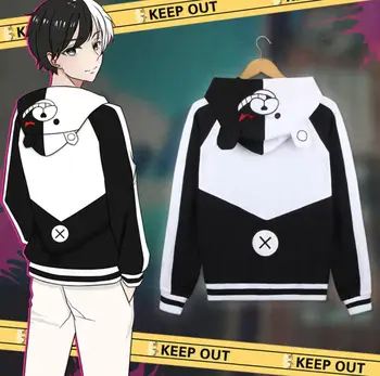 Danganronpa Merch hoodie monokuma cosplay Kostiumas juodos ir baltos hoodies anime palaidinės kawaii palaidinukė