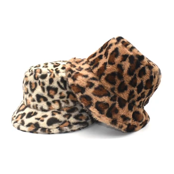 FUODRAO Naujas Žiemos Dirbtiniais Kailiais Kibiro Kepurę Moterims Derliaus Leopard Storas Šiltas Lauko Panama Žvejys Skrybėlę Merginos Baseino Bžūp M128