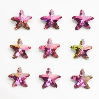 Kaip 14mm Spalvotų Stiklo Karoliukų Starfish Pendant Crystal Pakabukai Moterų Papuošalai Padaryti Karoliai 