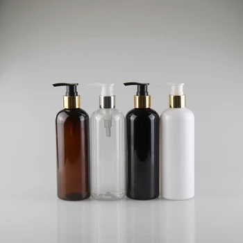 300ML X 20 Black White PET Butelis Su Sidabro/Aukso Tepalo Siurblys, Tuščias, Šampūnas, Dušo Gelis Kosmetika Daugkartiniai Buteliai