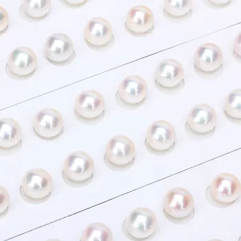 Apvalūs Perlai Zhuji Natūralių Gėlavandenių Perlų 3A Kokybės 5mm, 6mm Pusę Skylės Apvalios Perlas Baltos Spalvos, Perlai